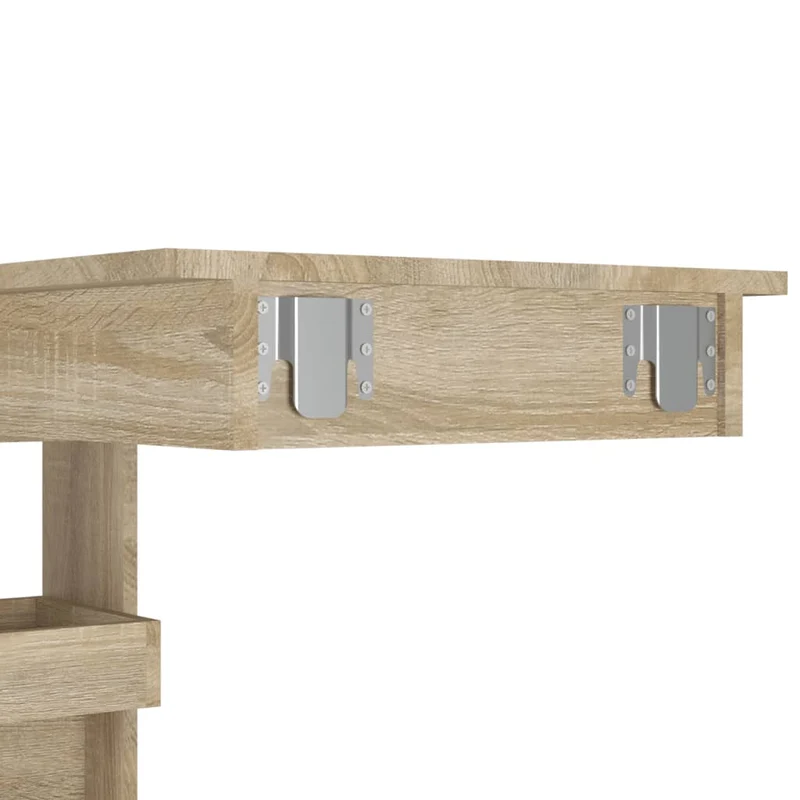 Table de bar murale table d'appoint avec étagères 102 x 45 x 103,5 cm bois d'ingénierie couleur chêne DEC036231
