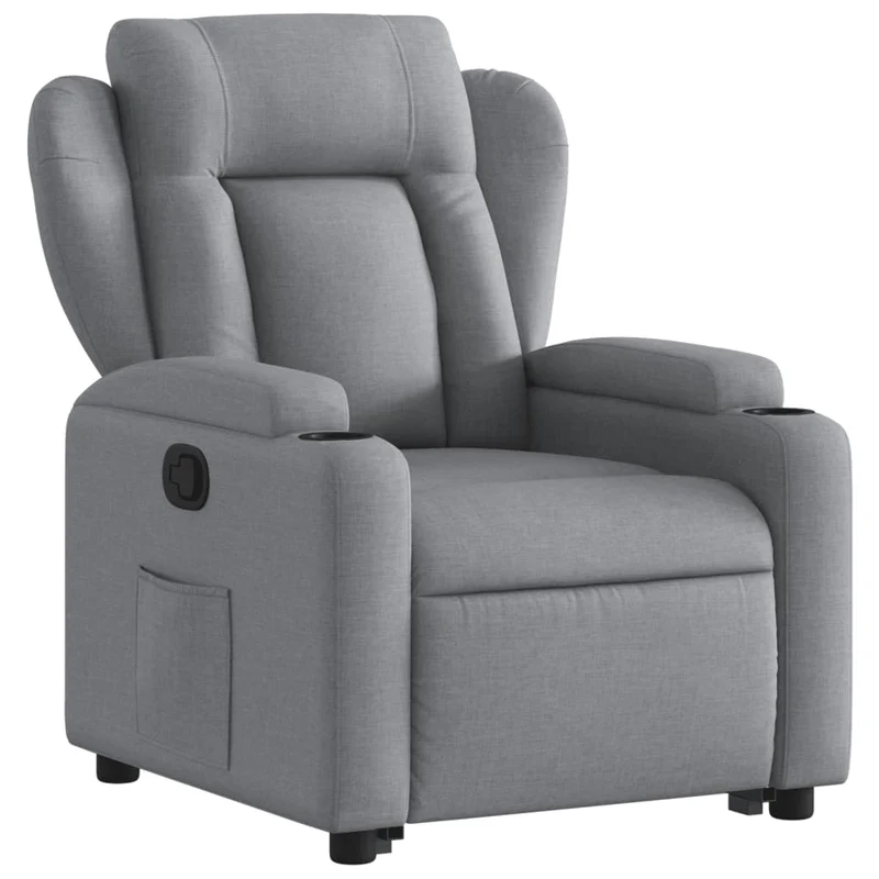 Fauteuil relax TV rembourrage confortable fonction de levage électrique en tissu gris clair DEC027906