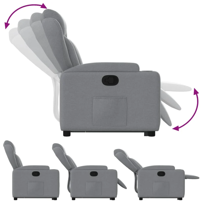 Fauteuil relax TV rembourrage confortable fonction de levage électrique en tissu gris clair DEC027906