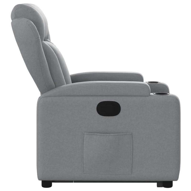 Fauteuil relax TV rembourrage confortable fonction de levage électrique en tissu gris clair DEC027906