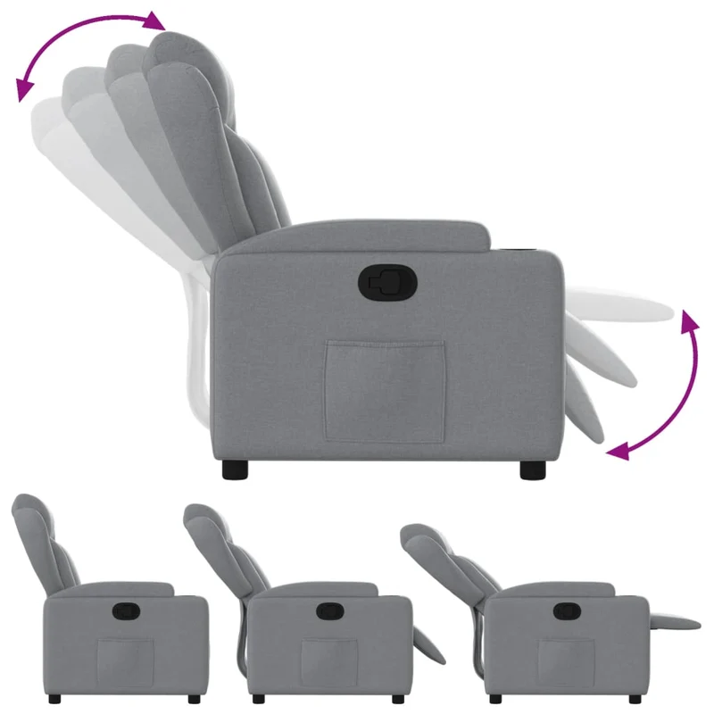 Fauteuil relax TV rembourrage confortable fonction d'inclinaison manuelle en tissu gris clair DEC027886