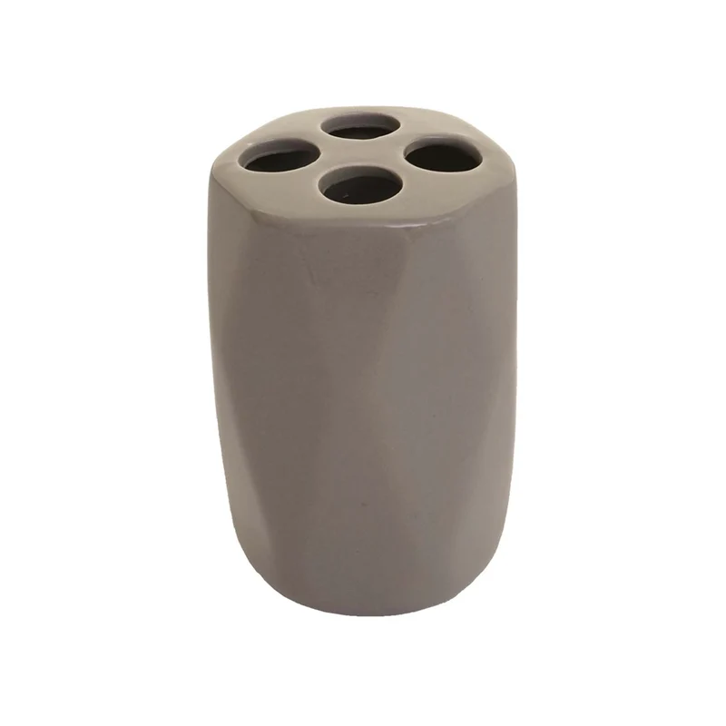 Ensemble de salle de bain 5 pièces brosse à dents savon porte-brosse WC accessoires en céramique gris 04_0004843