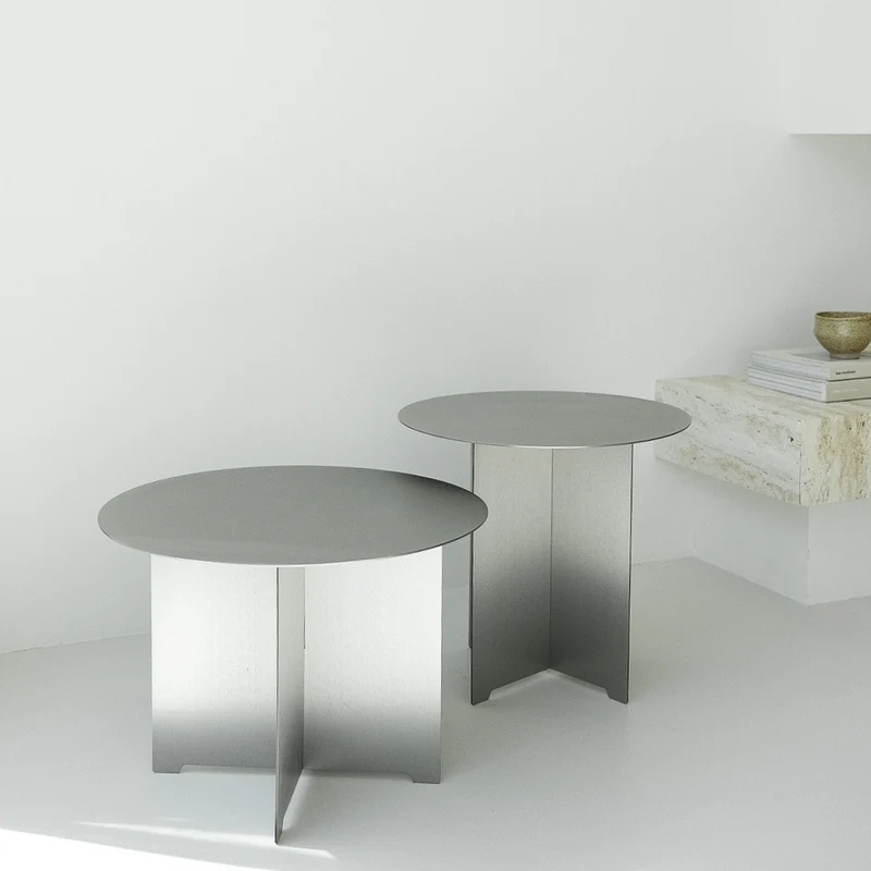 Table basse ronde Golbey - D50 H35 - Acier inoxydable - Grand