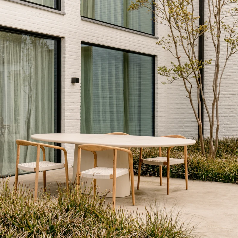 Table de jardin ovale forme organique - Anvers - MicroSkin - 240 cm ou 260 cm - Latte Nuageux