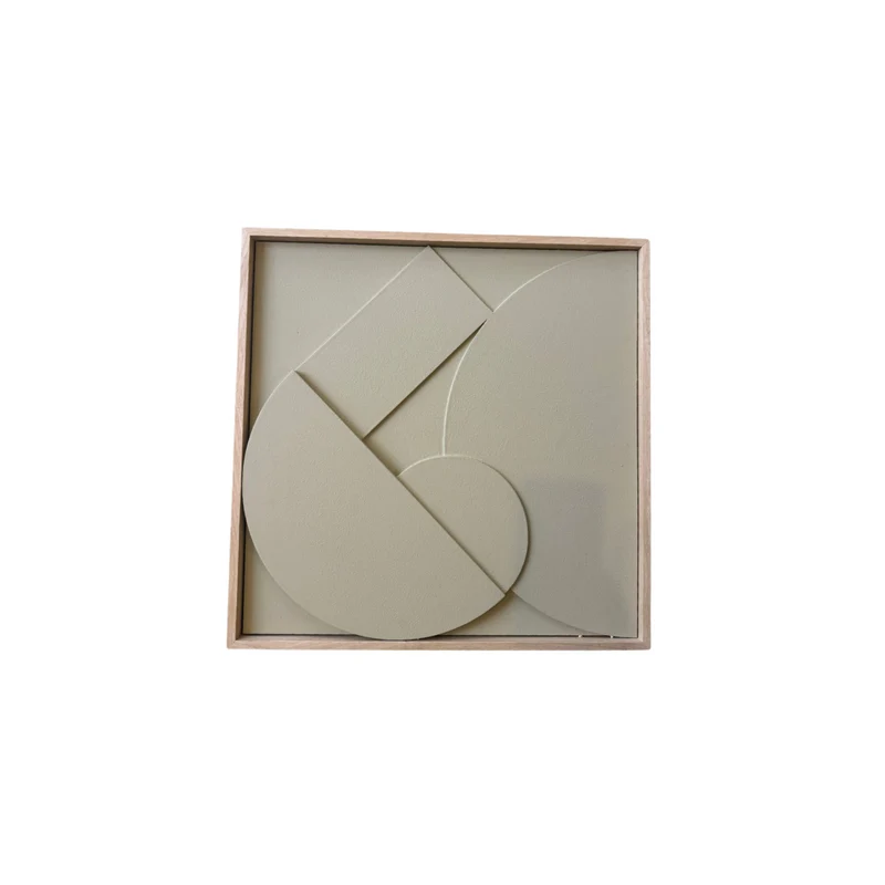 Oeuvre Sandstone 4 - Kaki Clair avec cadre en chêne - 50 x 50 cm