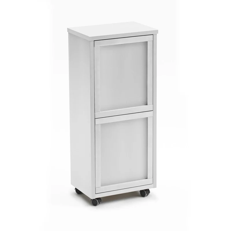 ARIT - Rangement Madeira 2, Meuble Poubelle, Desserte Poubelle, Desserte Cuisine, 2 poubelles amovibles de 12 l - Couleur blanche