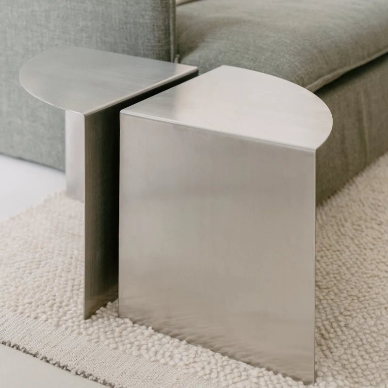 Table d'appoint Meru / 40 cm - Acier brossé
