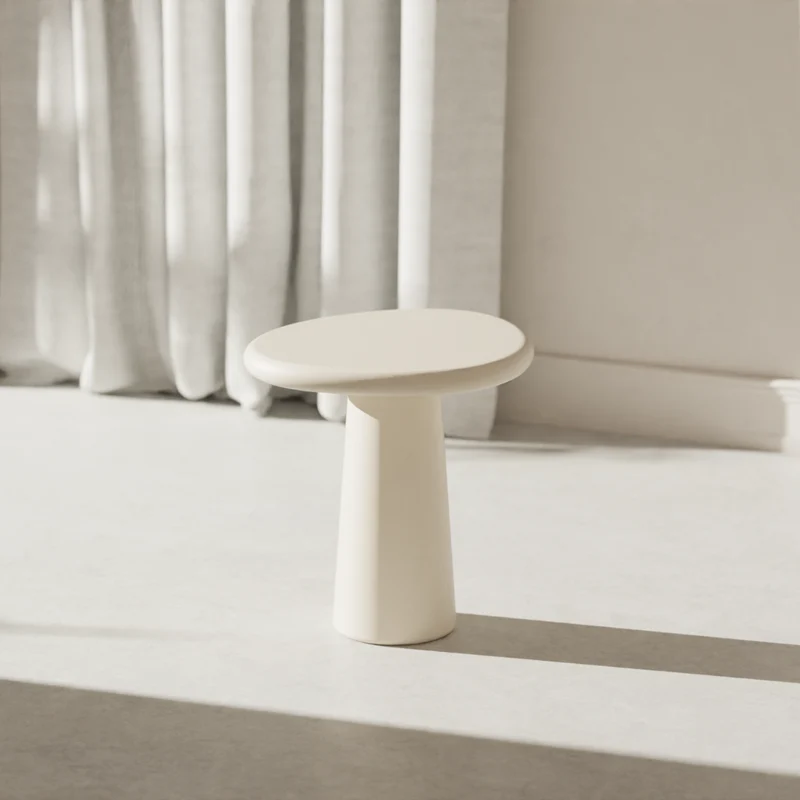 Table basse ronde aspect béton organique - Juno - StoneSkin - 50 cm