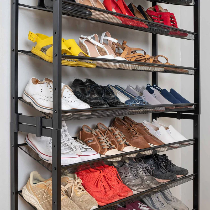 Tatkraft Eiffel – Étagère à chaussures étroite en acier, 12 niveaux, jusqu’à 60 paires, noire