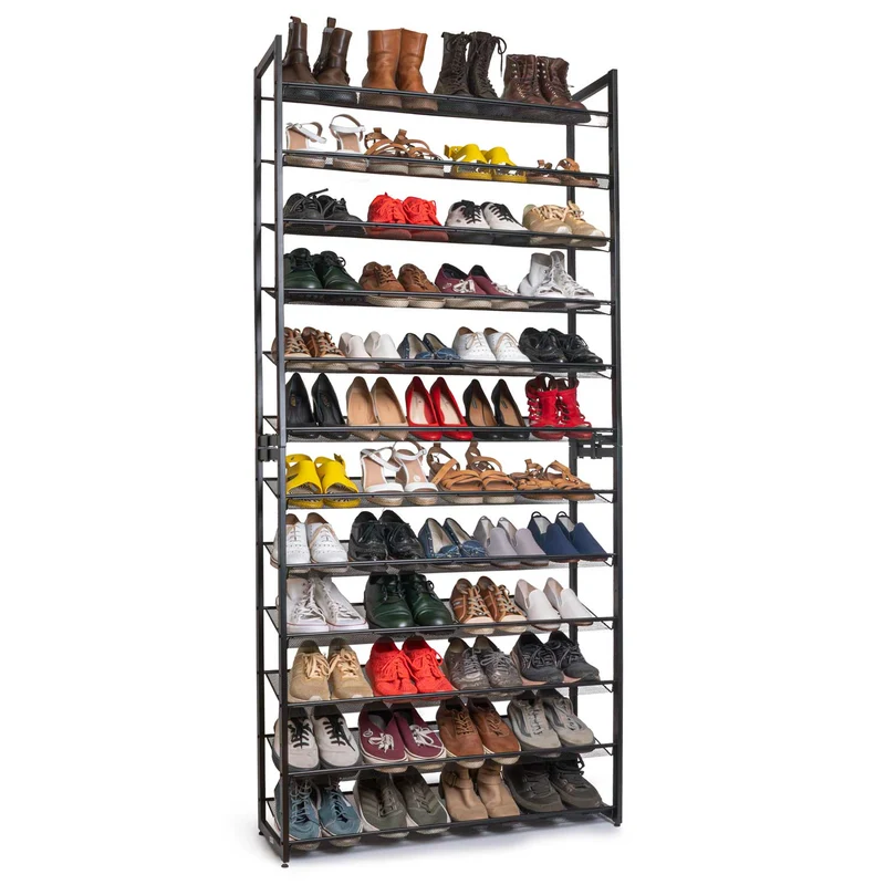 Tatkraft Eiffel – Étagère à chaussures étroite en acier, 12 niveaux, jusqu’à 60 paires, noire