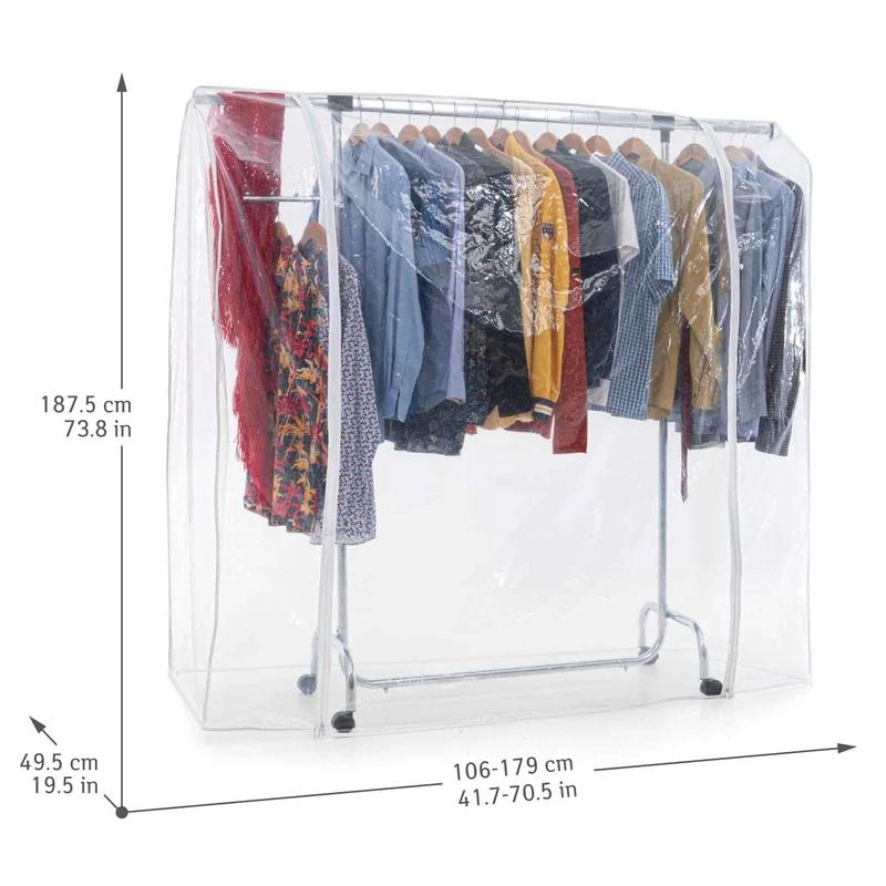 Tatkraft Falcon & Big - Portant Vêtement Solide, sur Roulette, Penderie Solide, Armoire Tissu Solide, Penderie avec Housse, Waterproof Transparent