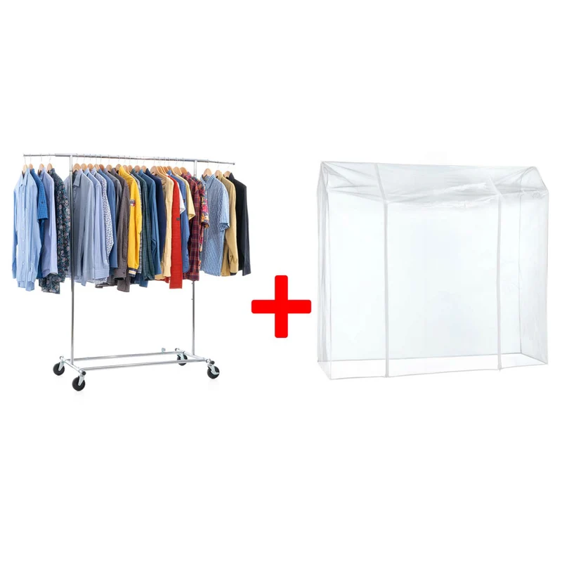 Tatkraft Drogo & Big - Set de Produits: Penderie Tissu Solide (1pc) + Housse de Protection (1pc) + Cintres en Velours (50pcs)
