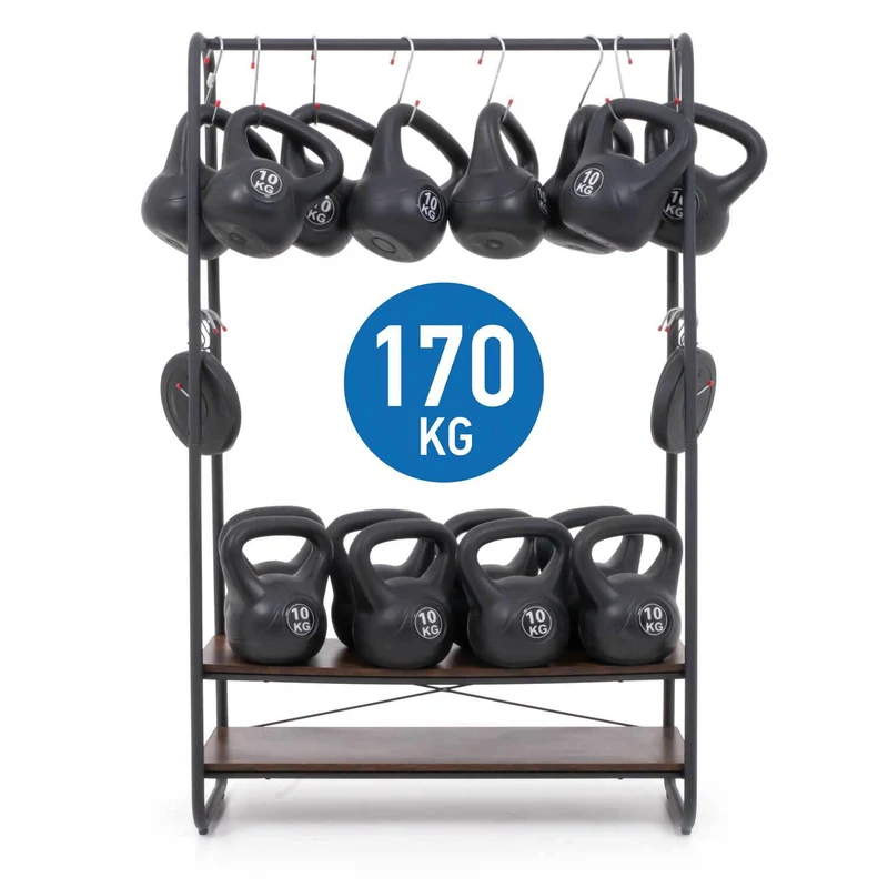 Tatkraft Anneli - Portant Vetement Solide, Capacité de Charge 170 kg, Porte-manteaux, avec 2 Étagères, Marron Rustique et Noir