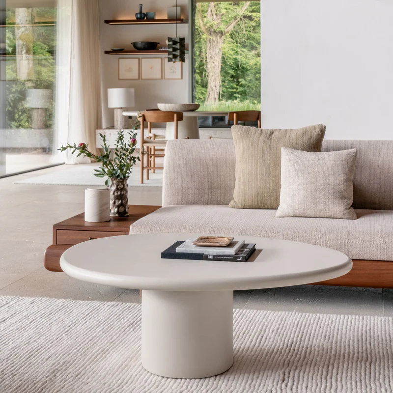 Table basse ovale Microskin - Reef - Latte