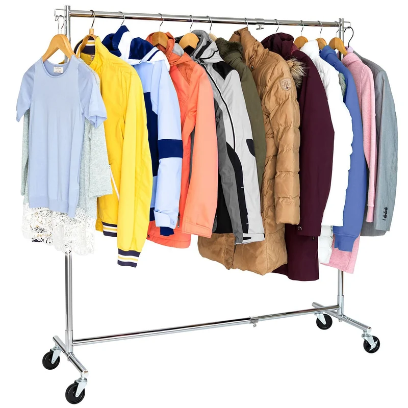 Tatkraft Urban – Portant à vêtements solide, capacité 60 kg, extensible 93–140 cm, hauteur réglable 114–175 cm, sur roulettes, chromé