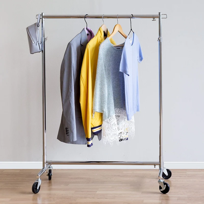 Tatkraft Urban – Portant à vêtements solide, capacité 60 kg, extensible 93–140 cm, hauteur réglable 114–175 cm, sur roulettes, chromé