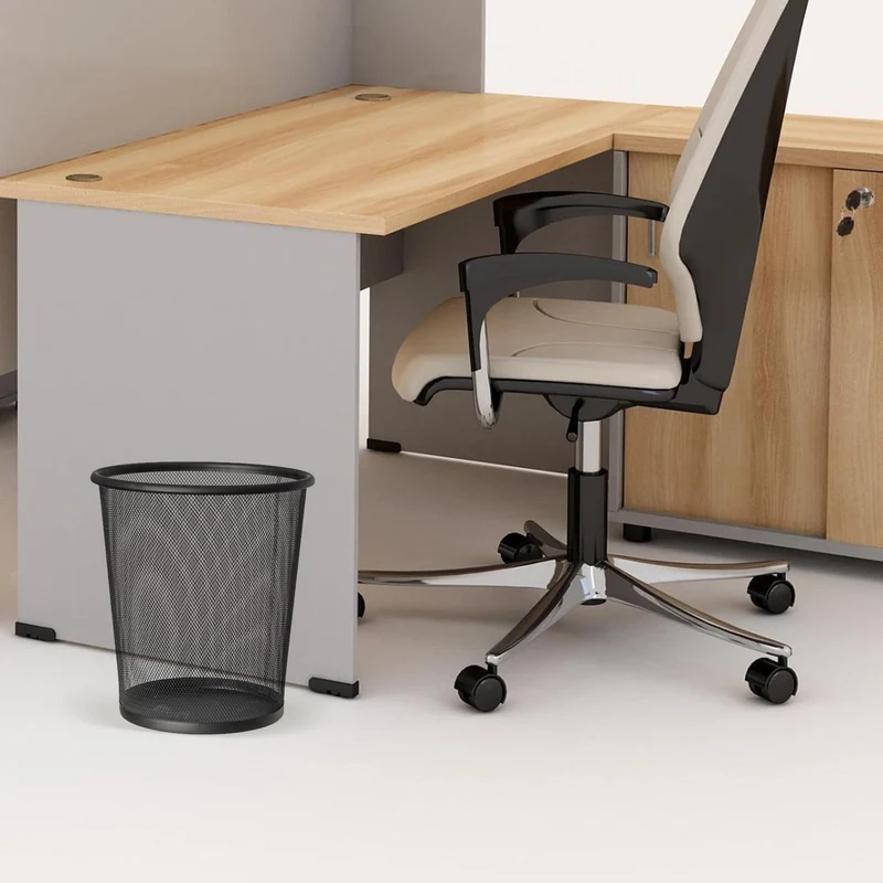 art moon Mesh - Lot de 2 Poubelles à Papier 12L, Poubelle de Bureau en Métal Tressé, Corbeille à Papier Design Moderne, Anticorrosion, Noir