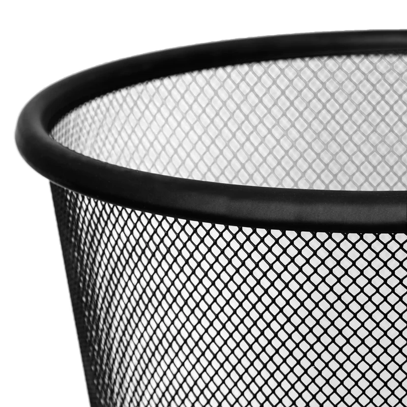 art moon Mesh - Lot de 2 Poubelles à Papier 12L, Poubelle de Bureau en Métal Tressé, Corbeille à Papier Design Moderne, Anticorrosion, Noir