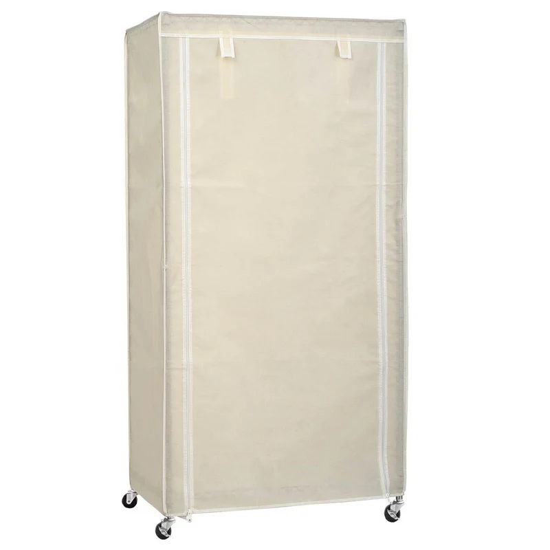 art moon Buffalo - Penderie Tissu, Armoire Tissu, Portant Vêtement Solide, avec Housse en Tissu, avec Roulettes, avec Range-Chaussures, Crème