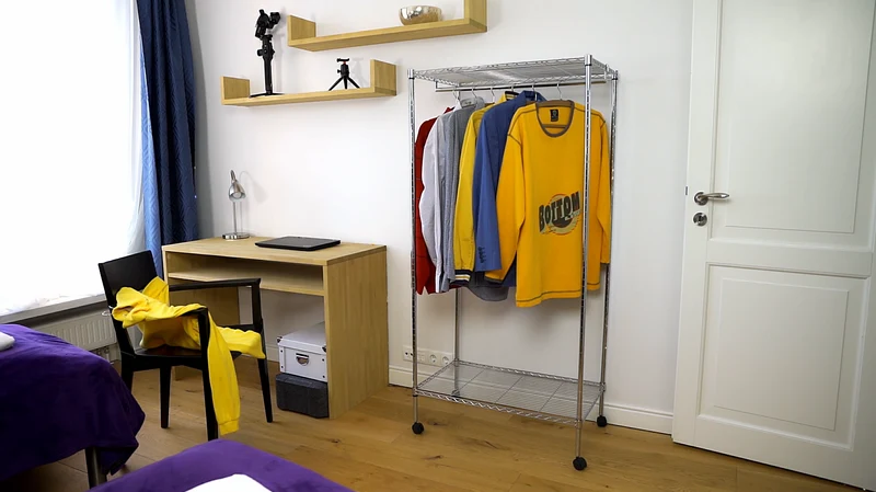 art moon Buffalo - Penderie Tissu, Armoire Tissu, Portant Vêtement Solide, avec Housse en Tissu, avec Roulettes, avec Range-Chaussures, Crème