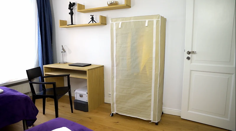 art moon Buffalo - Penderie Tissu, Armoire Tissu, Portant Vêtement Solide, avec Housse en Tissu, avec Roulettes, avec Range-Chaussures, Crème