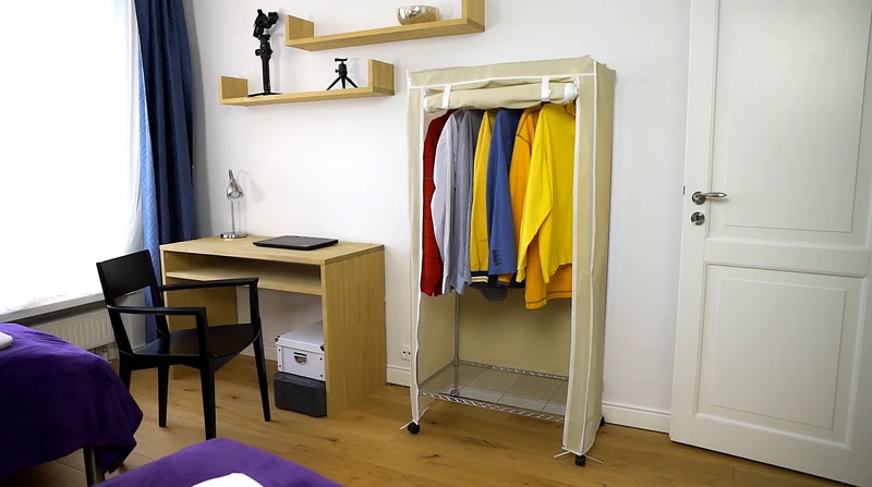 art moon Buffalo - Penderie Tissu, Armoire Tissu, Portant Vêtement Solide, avec Housse en Tissu, avec Roulettes, avec Range-Chaussures, Crème