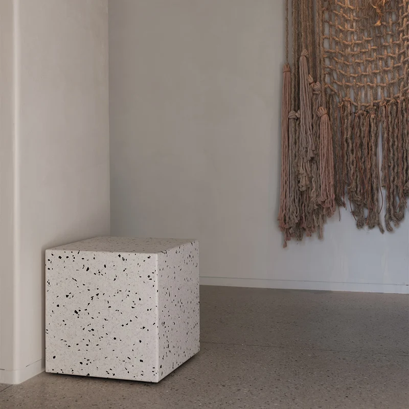 Table d'Appoint Bodil - Terrazzo Noir/Blanc - 40x40x40cm