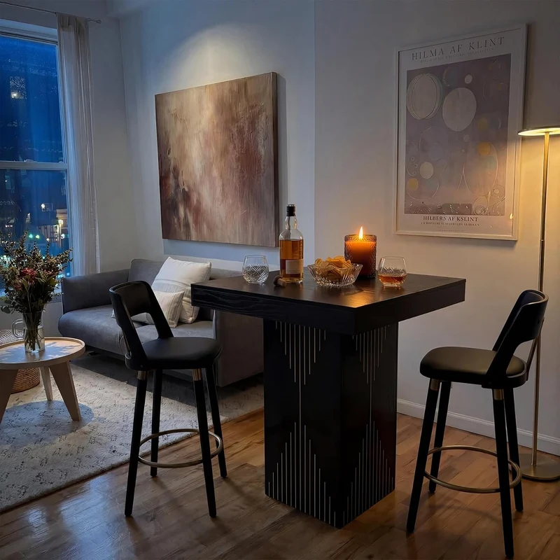 Tribesigns Table haute carrée (80 cm) avec pied central pour la maison, la cuisine, le bar ou comme petit comptoir d'intérieur