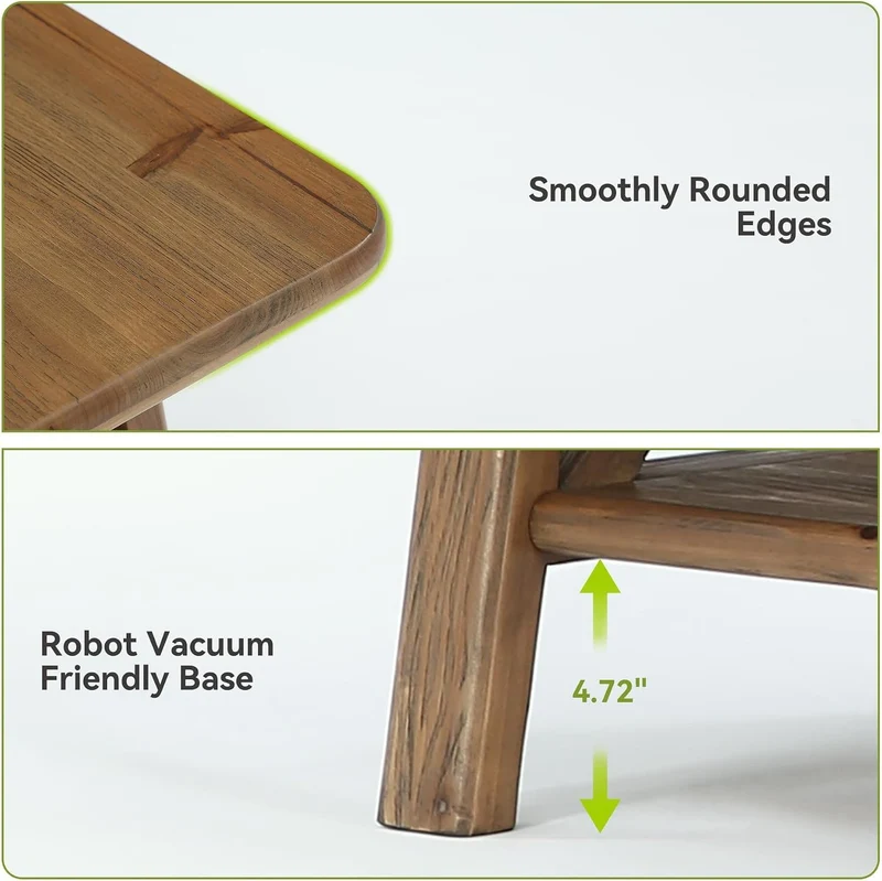 Tribesigns Table basse en bois massif style ferme, Table centrale rectangulaire de 120 cm avec étagère pour salon, appartement ou maison
