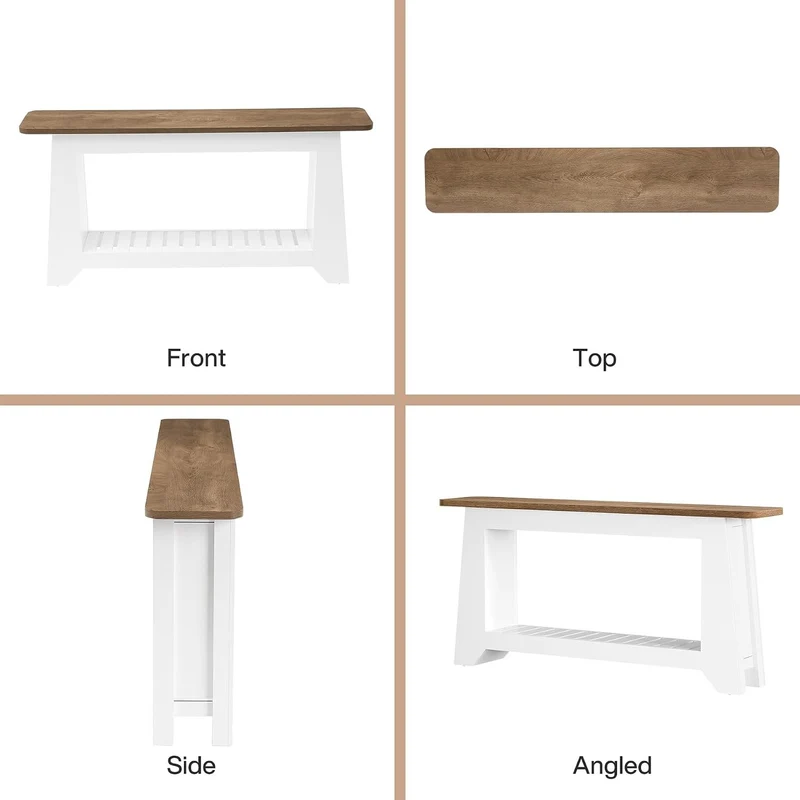 Tribesigns Console 160 cm avec rangement, style rustique moderne, Table blanche à placer derrière un canapé avec étagère à lattes ouverte dans le compartiment inférieur