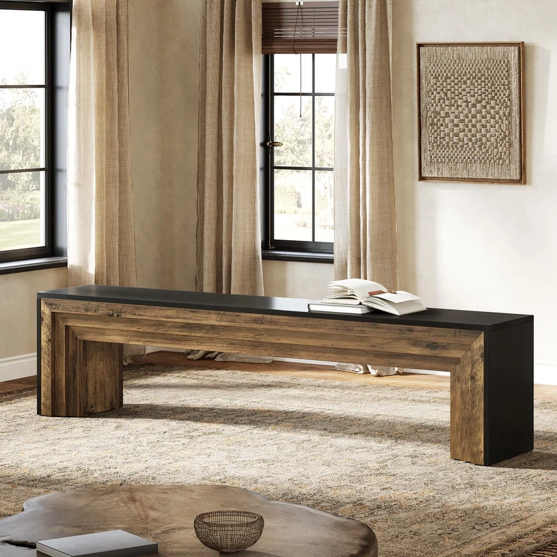 Tribesigns Banc de 180 cm, Banc de couloir extra-long de style champêtre moderne pour couloir et salon
