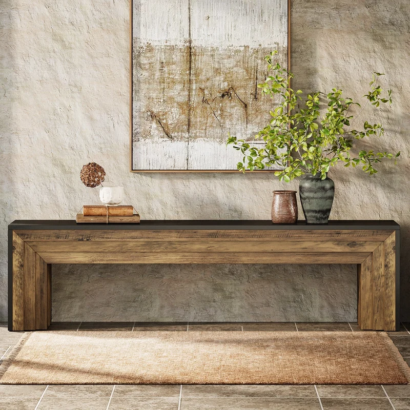 Tribesigns Banc de 180 cm, Banc de couloir extra-long de style champêtre moderne pour couloir et salon