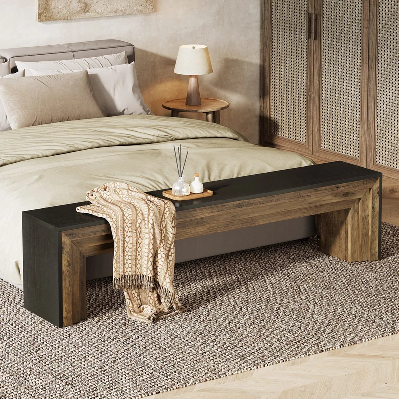 Tribesigns Banc de 180 cm, Banc de couloir extra-long de style champêtre moderne pour couloir et salon