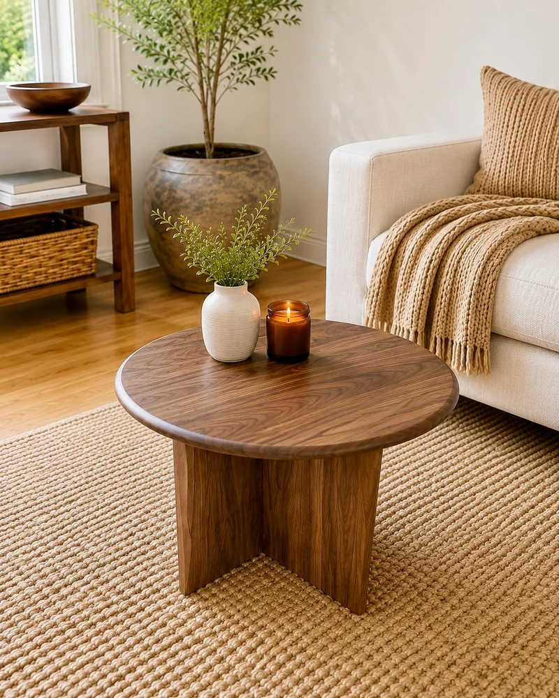 The Vale | Solid Black Walnut Round Coffee Table