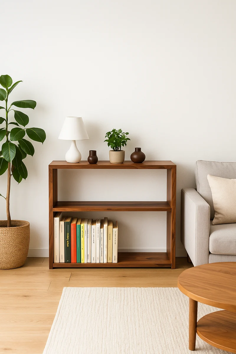 The Linea – Black Walnut Narrow Bookcase