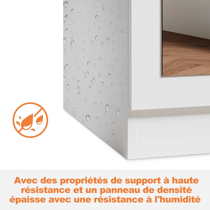 Armoire moderne 2 portes avec beaucoup d'espace de rangement, armoire polyvalente à portes battantes en blanc avec porte miroir, 76 x 47x 180cm