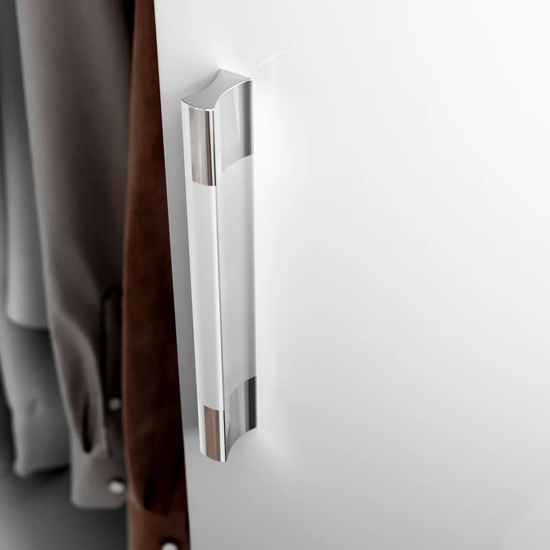 Armoire moderne 2 portes avec beaucoup d'espace de rangement, armoire polyvalente à portes battantes en blanc avec porte miroir, 76 x 47x 180cm
