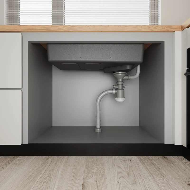 Évier de cuisine en acier inoxydable 304 SUS à 1 cuve, évier encastrable à une cuve avec panier à déchets triangulaire, Noir, 70×48cm