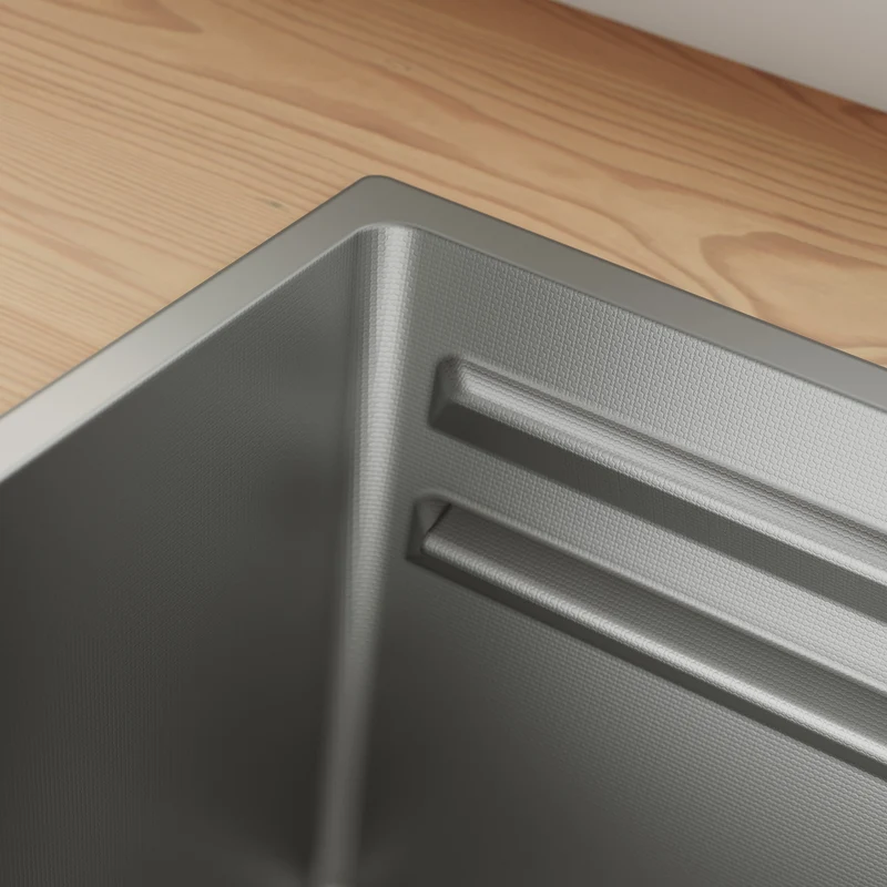 Évier de cuisine en acier inoxydable 304 SUS à 1 cuve, évier encastrable à une cuve avec filtre à déchets rectangulaire côté étroit, Argenté, 70×44cm