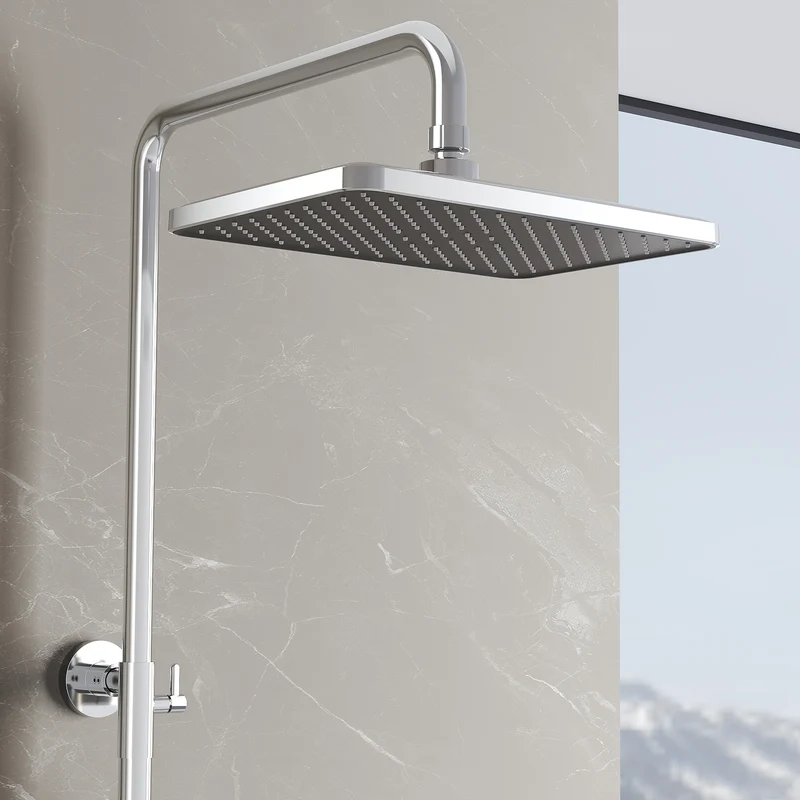 SIRHONA Colonne de Douche Thermostatique, Laiton Chromé Colonne de Douche Tube Rond
