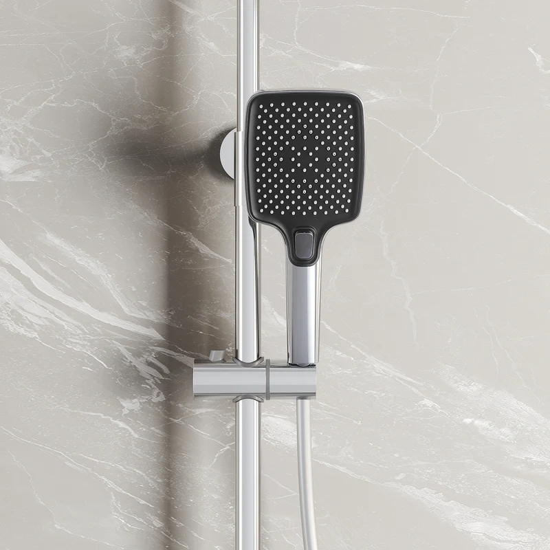SIRHONA Colonne de Douche Thermostatique, Laiton Chromé Colonne de Douche Tube Rond