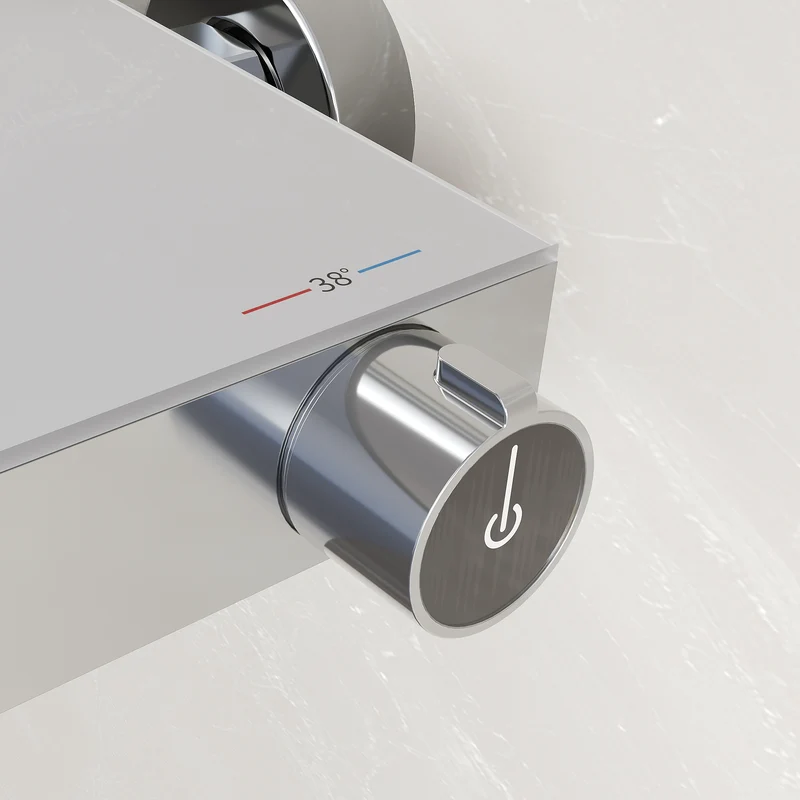 SIRHONA Colonne de Douche Thermostatique, Laiton Chromé Colonne de Douche Tube Rond