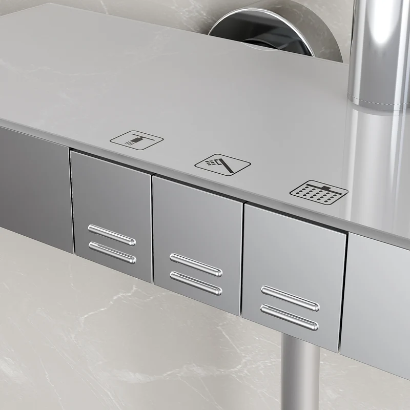 SIRHONA Colonne de Douche Thermostatique, Laiton Chromé Colonne de Douche Tube Rond