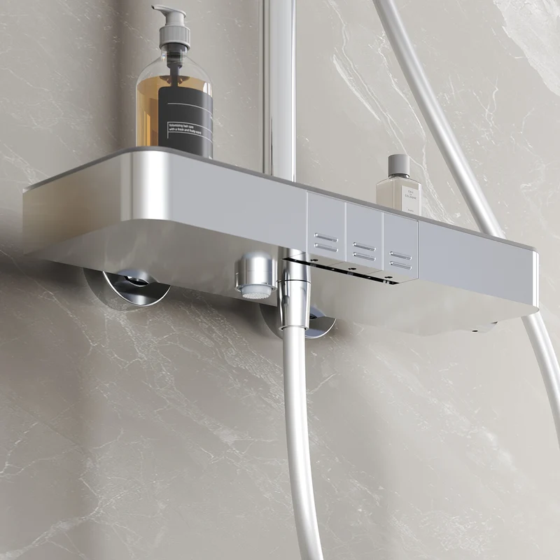 SIRHONA Colonne de Douche Thermostatique, Laiton Chromé Colonne de Douche Tube Rond