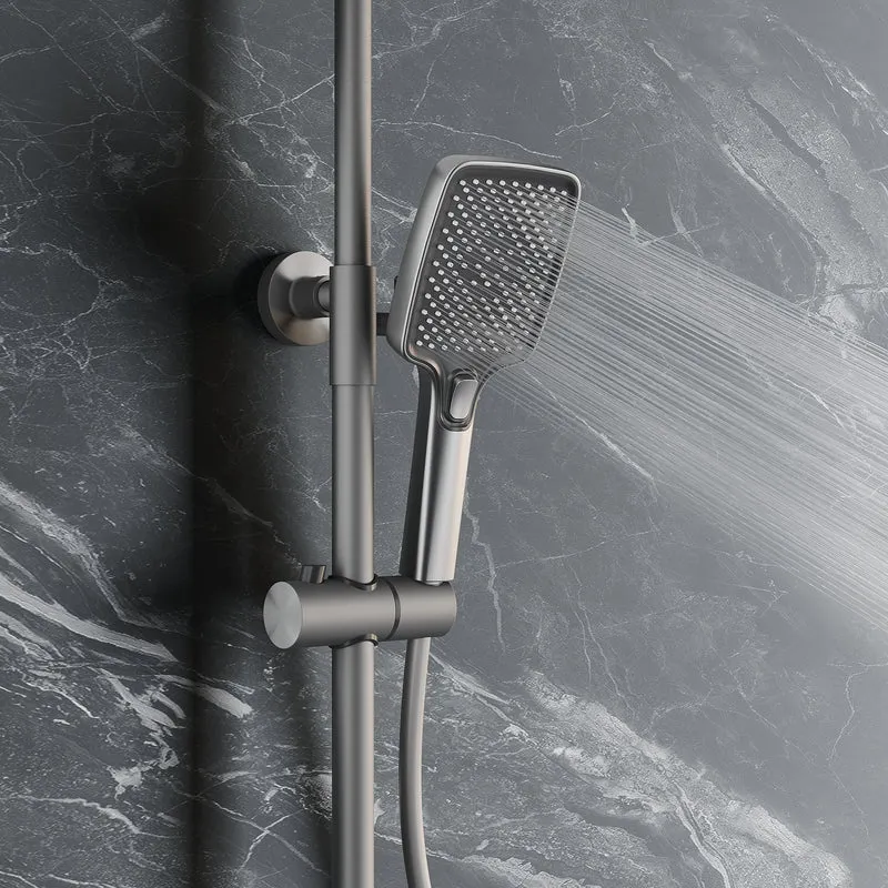 Colonne de Douche Thermostatique 38°C avec Pommeau de Douche, 3 Sorties d'Eau, Réglable en Hauteur, Gris Pistolet