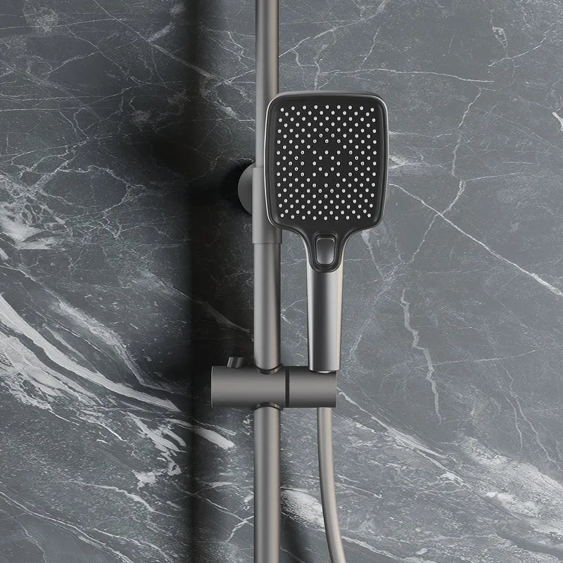 Colonne de Douche Thermostatique 38°C avec Pommeau de Douche, 3 Sorties d'Eau, Réglable en Hauteur, Gris Pistolet