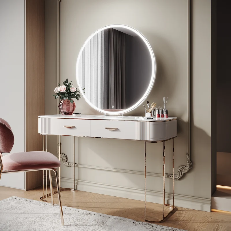 SIRHONA Miroir de maquillage LED, mural ou de table, 800 x 800 x 30mm