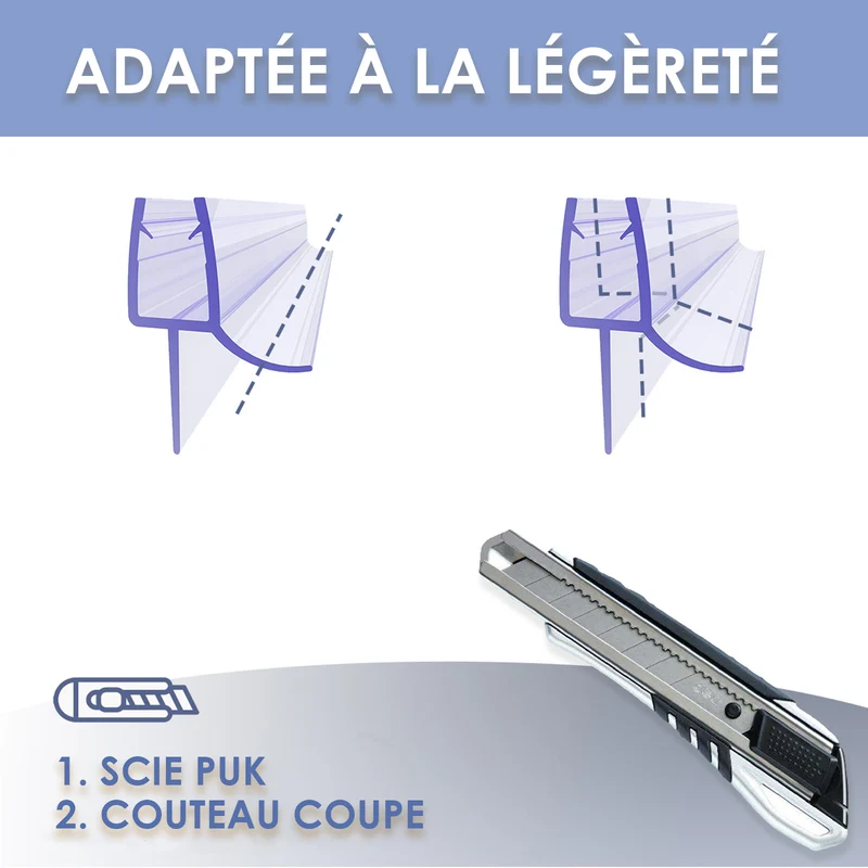 SIRHONA Incurvé Joint de Porte de DoucheJoint de douche en PVC Protection étanche verre 5-6mm Joint de douche 70-120cm