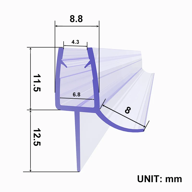 SIRHONA Incurvé Joint de Porte de DoucheJoint de douche en PVC Protection étanche verre 5-6mm Joint de douche 70-120cm