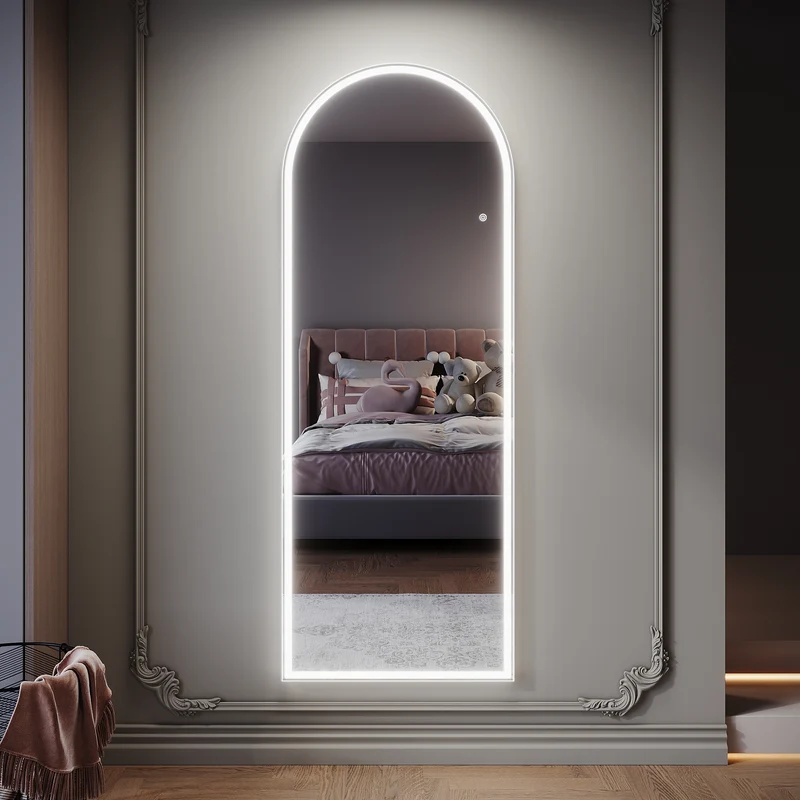 SIRHONA Miroir LED sur pied avec éclairage tricolore réglable 1600x600x35mm